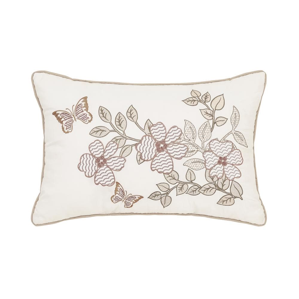 Ridgewood Rose Polyester Leaf Boudoir Decorative Throw Pillow 13 in. L x 21