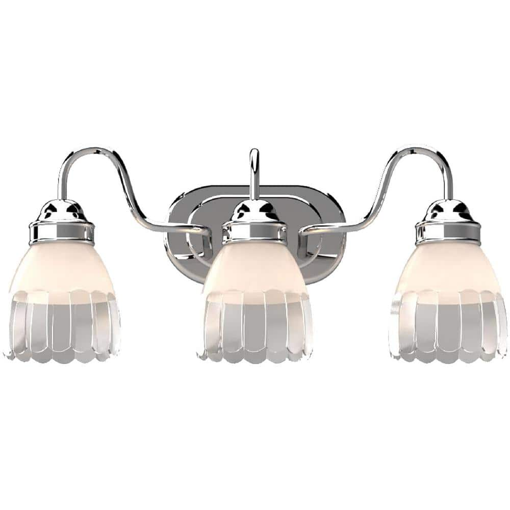 Volume Lighting 3-light Chrome Wall Sconce With Lead Crystal Glass Bell 