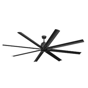 Breda 84 in. Outdoor Satin Black Downrod Mount Ceiling Fan with Remote Included for Patios or Porches