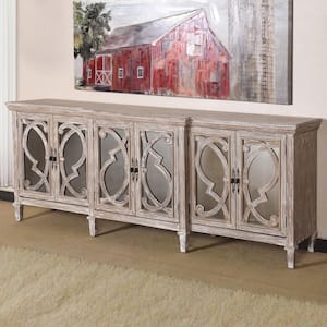 Naples Weathered Taupe 6-Door Mirrored Front Cabinet