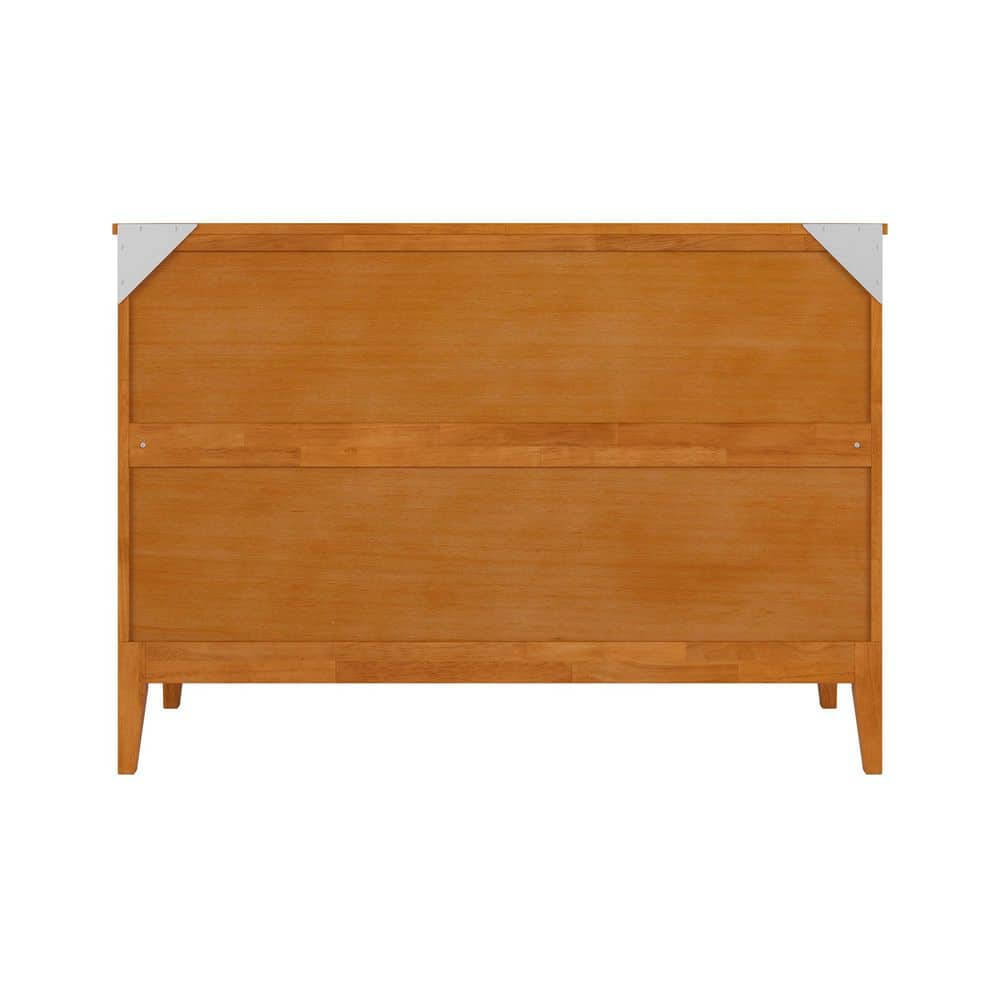 Light Toffee Full Wood Murphy Bed Chest with Mattress and USB Charger