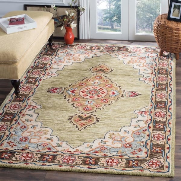 Aspen 10 ft. x 14 ft. Sage/Brown Oriental Area Rug