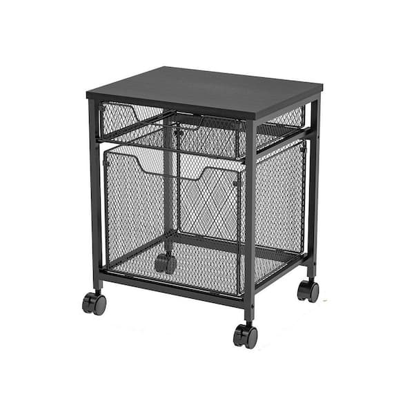 Mobile Filing Cabinet Rolling File Cart 2 Drawer Under Desk Printer Stand with Lockable Wheels Storage Organizer