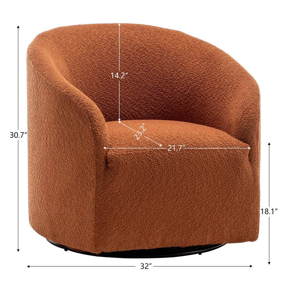 Caramel Boucle Upholstered Swivel Barrel Accent Chair