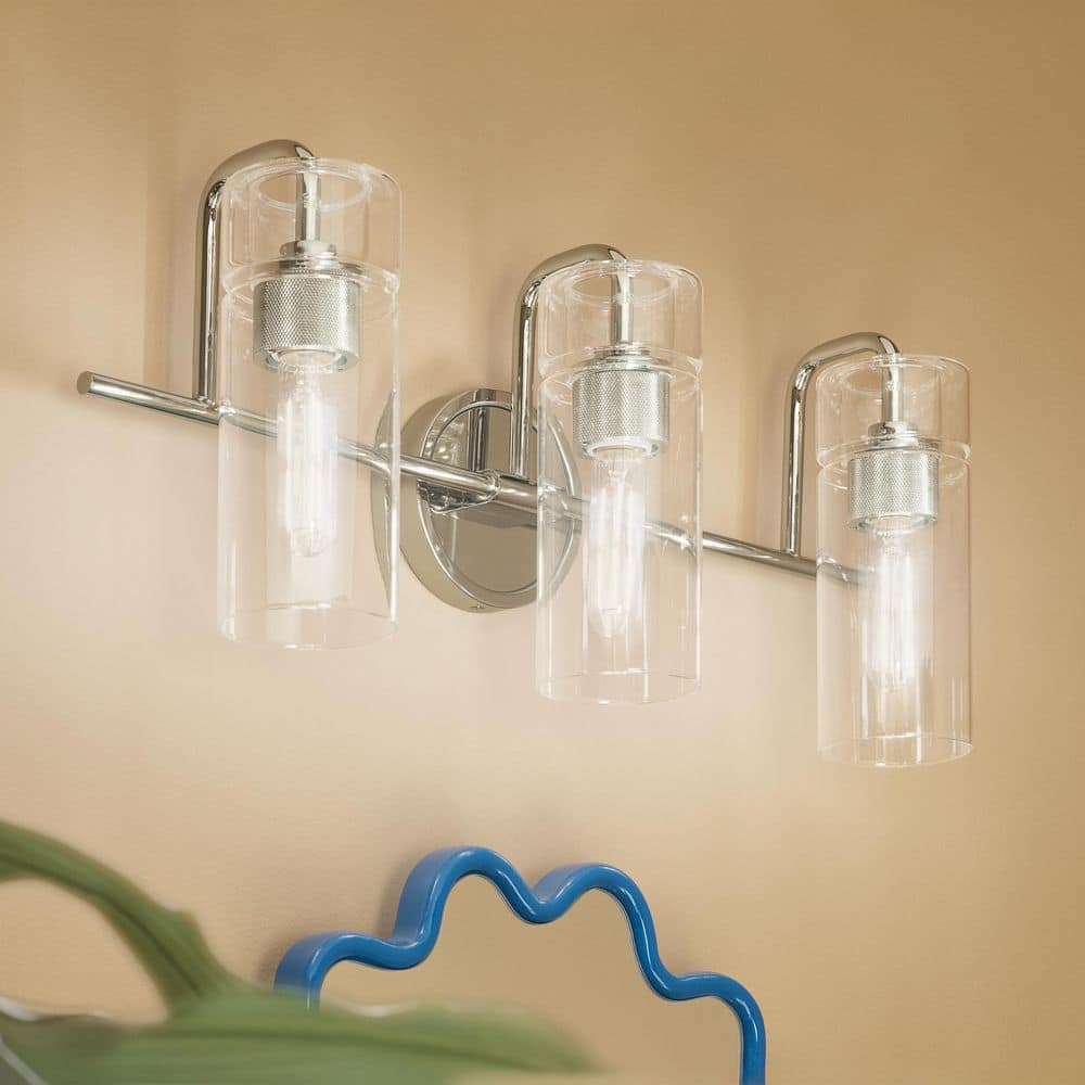 Niccol 24 in. 3-Light Vanity Light With Clear Glass in Polished Nickel price history on PriceWatchPro