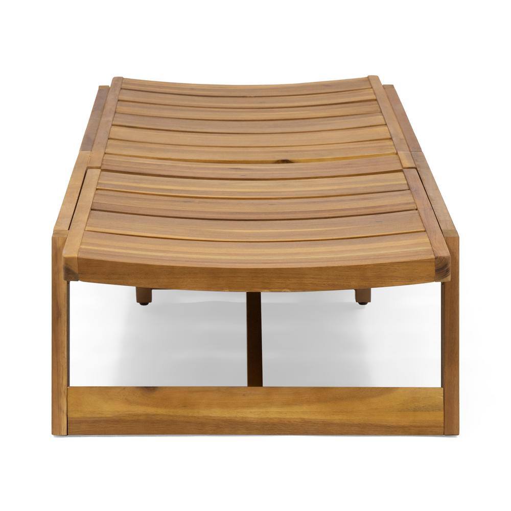 Teak Brown Adjustable Acacia Wood Chaise Lounge