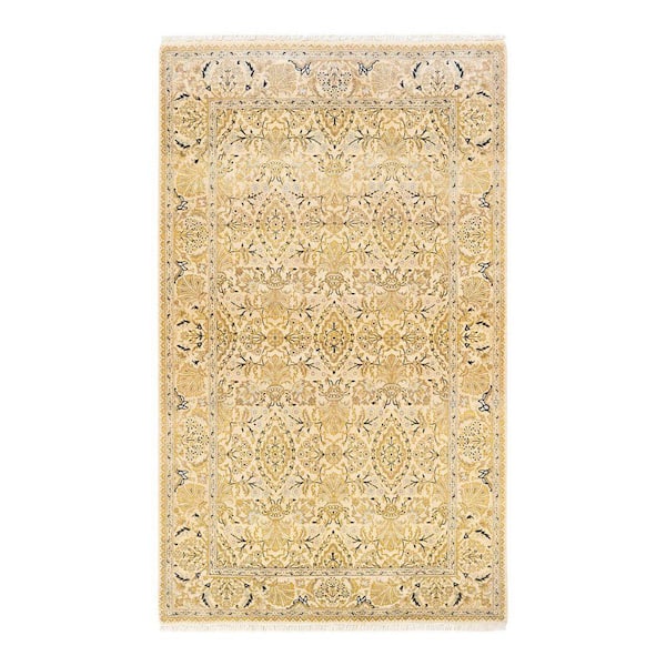 Mogul Ivory 4 ft. x 6 ft. Oriental Wool Indoor Area Rug