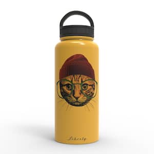 32 oz. HipCat Dijon Insulated Stainless Steel Water Bottle with D-Ring Lid