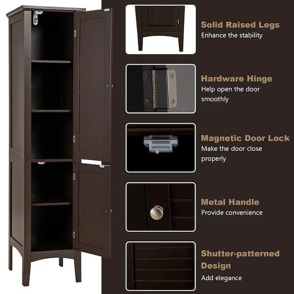 Costway 71'' Tall Tower Bathroom Storage Cabinet Organizer Display - See Details - Brown