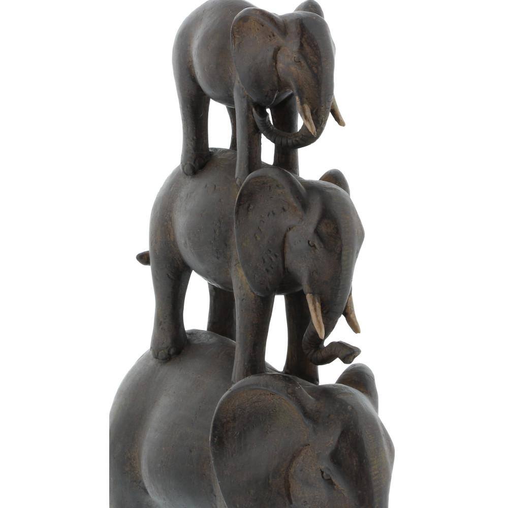 Eclectic Brown Resin Elephant Stack Sculpture