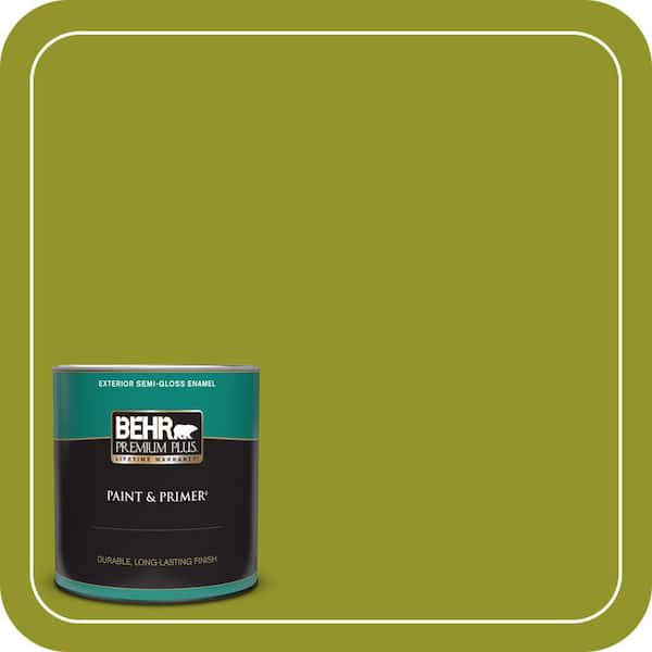 BEHR PREMIUM PLUS 1 qt. #P350-7 Lazy Lizard Semi-Gloss Enamel Exterior Paint & Primer