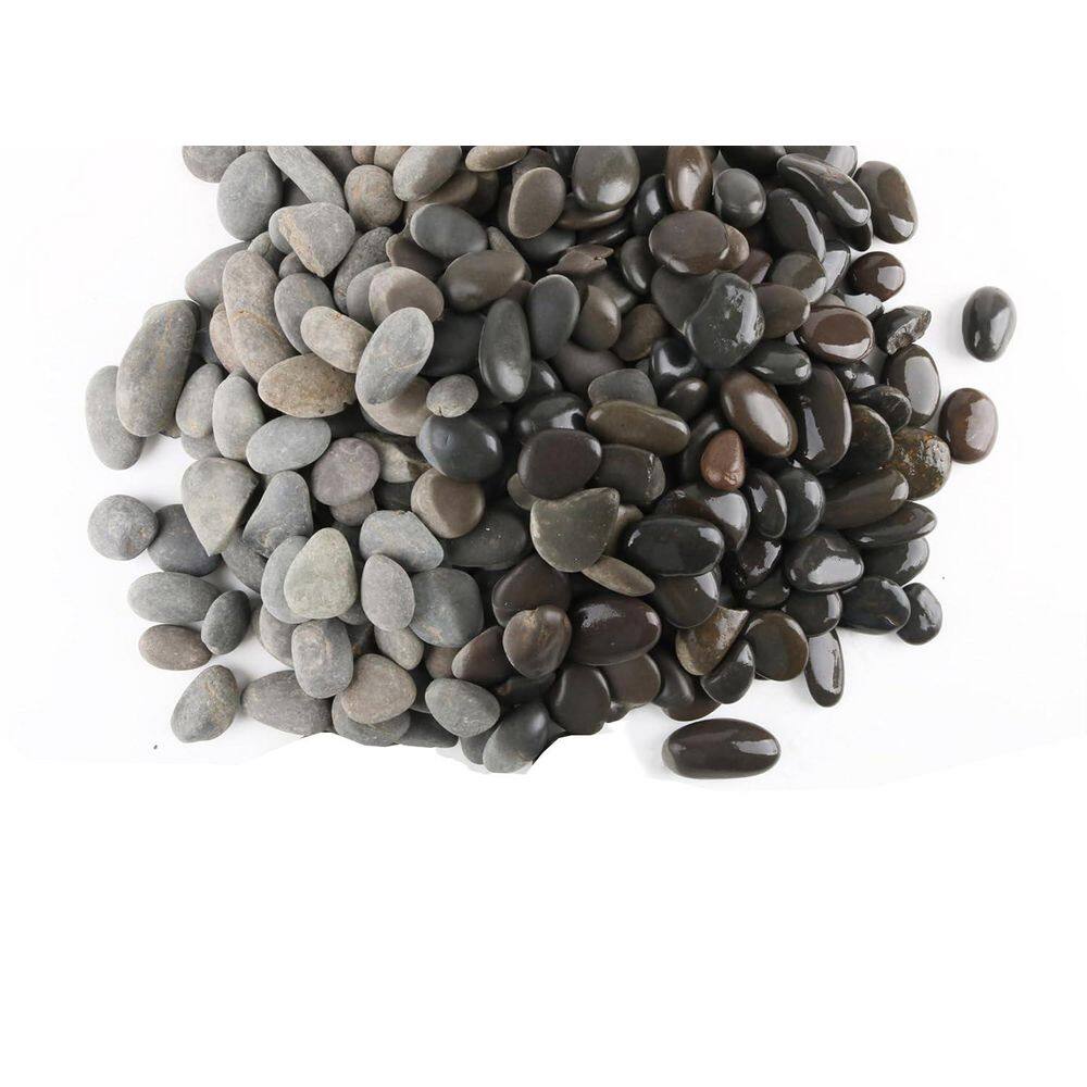 12.01in. x 9.17in. x 2.09in. Oval Grey Finish Natural Stone Bag Garden Landscape Supply 1-Pieces River Pebbles