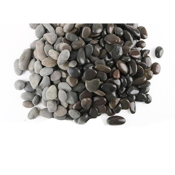 12.01 in. x 9.17 in. x 2.09 in. Oval Grey Finish Natural Stone Bag Garden Landscape Supply 1-Pieces River Pebbles