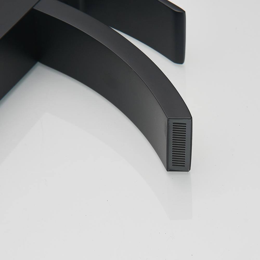 Matte Black Single-Handle Waterfall Bathroom Faucet with Pop-Up Drain