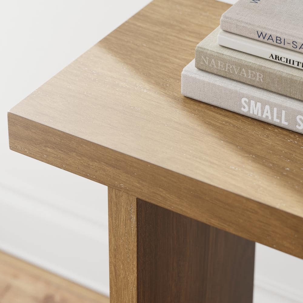Virgo Light Brown Wood Console Table with Storage