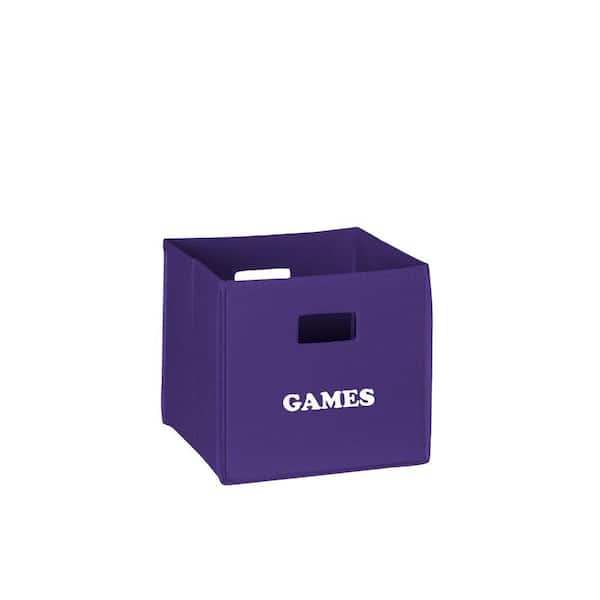 RiverRidge Kids 10.5 in. x 10 in. Folding Games Storage Bin in Dark Purple