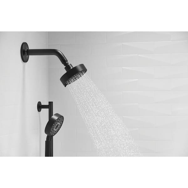 KOHLER Purist 3-Spray 5 in. Triple Wall Mount Handheld Shower Head in Matte Black