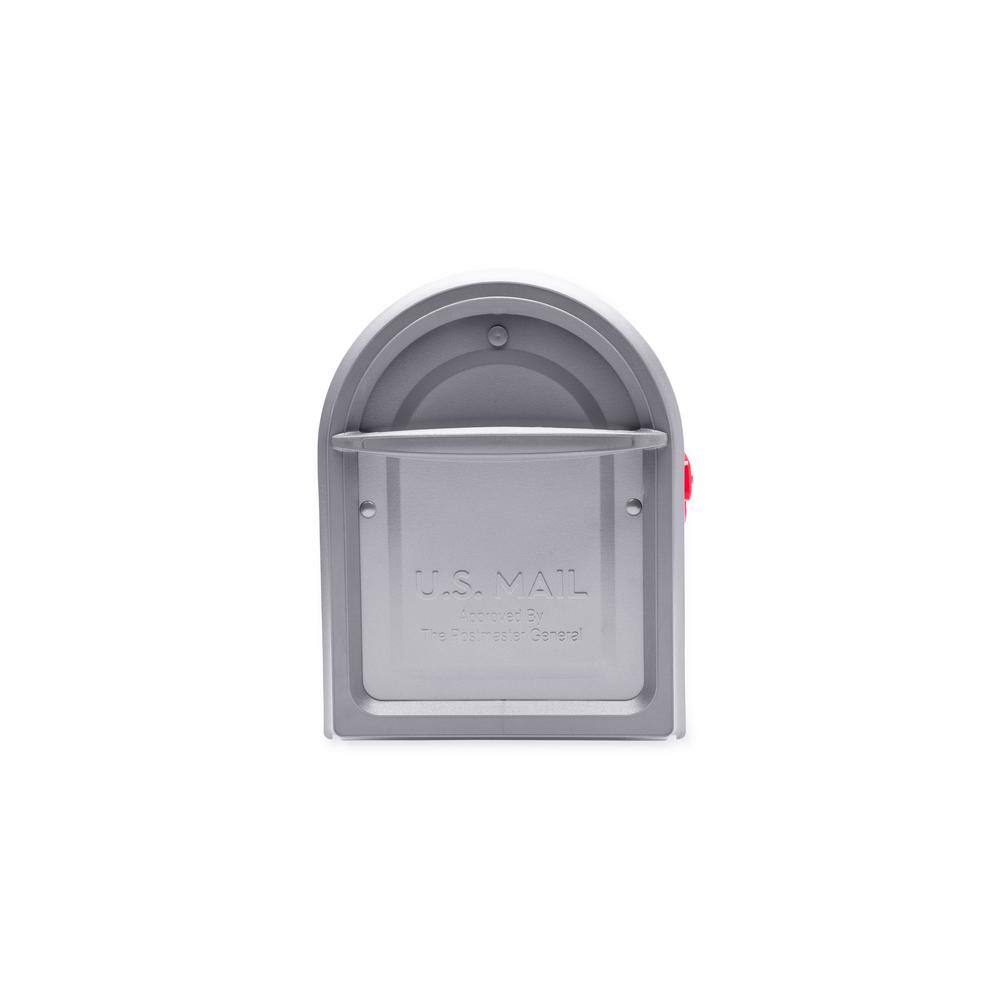 Graphite Steel Large Post Mount Mailbox with Red Flag