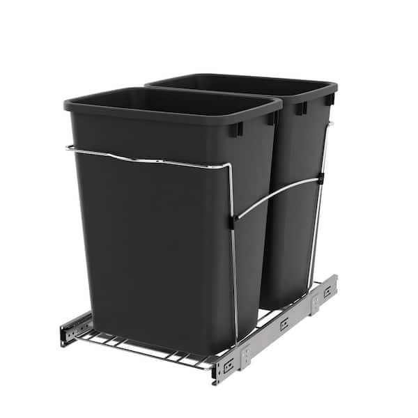Black Double Pull Out Trash Can 35 Qt for Kitchen