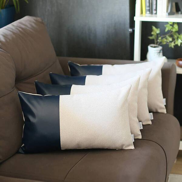 Navy Blue Throw Pillows for Couch Set of 4 Boho Decorative Pillow Covers  White Modern Abstract Geometric Cushion Cover for Bed Bedroom Sofa Velvet