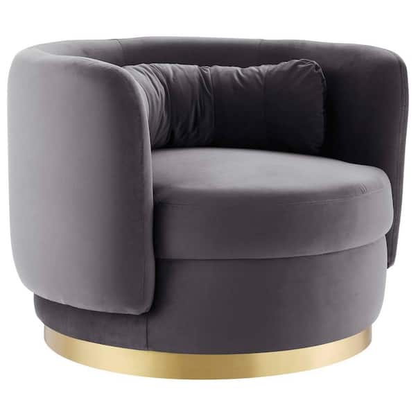 MODWAY Relish Gray Performance Velvet Swivel Chair