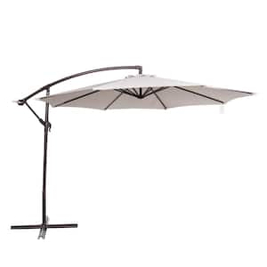 Captiva 10 ft. Aluminum Pole Octagonal Cantilever Patio Umbrella in Champagne Breez-Tex Canopy