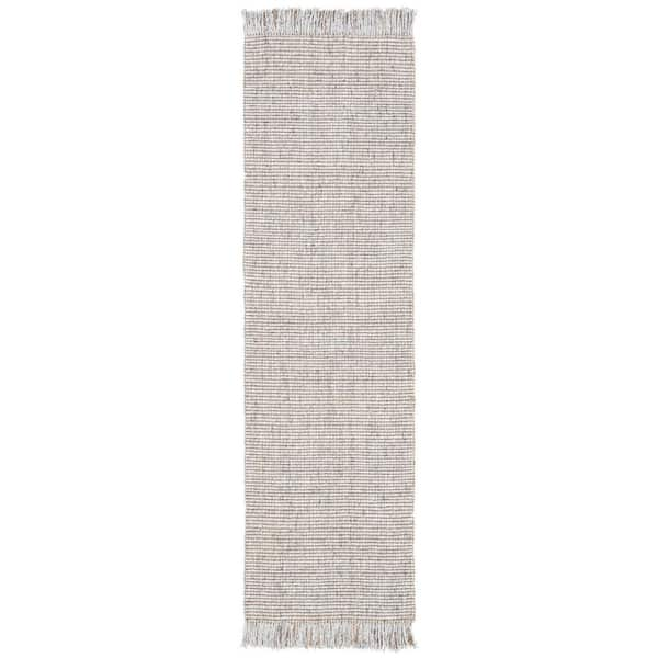 SAFAVIEH Natural Fiber Silver/Beige 2 ft. x 14 ft. Woven Thread Runner Rug