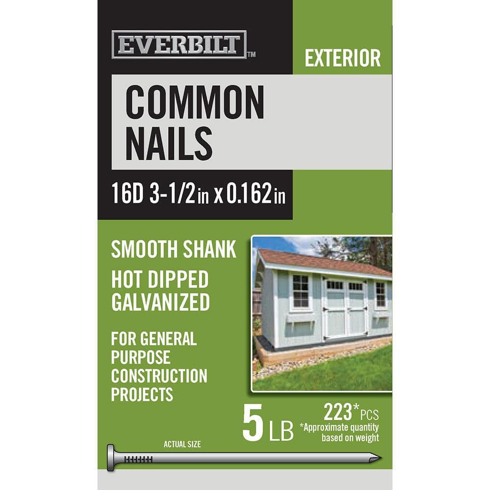 Everbilt 16D 31/2 in. Common Nails Hot Dipped Galvanized 5 lbs