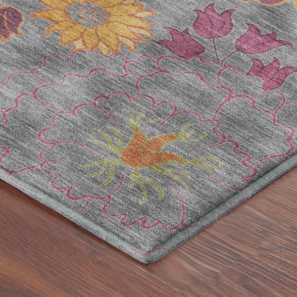 Mayfield Premium Machine Washable Abstract AMF2293 Gray 10 ft. x 14 ft. Area Rug