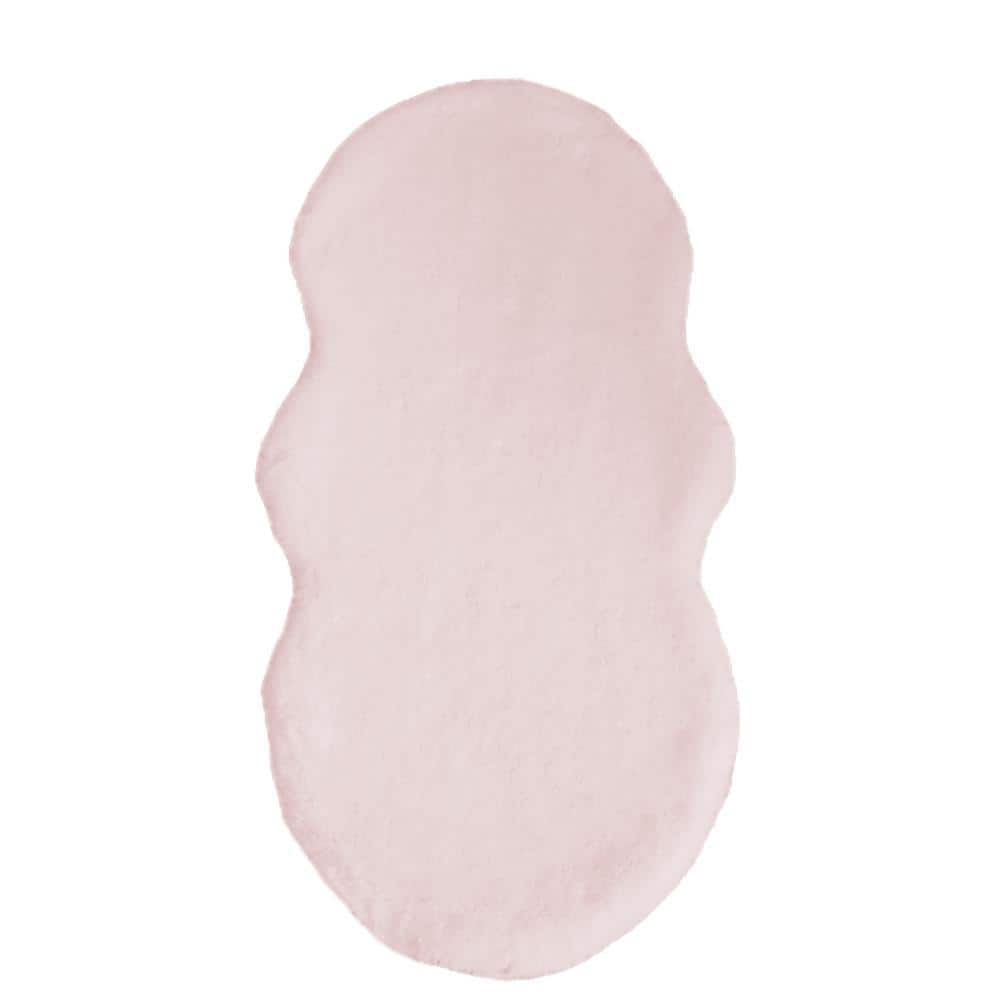 Mmlior Faux Rabbit Fur Pink 2 ft. x 4 ft. Cozy Furry Area Rug Specialty Rug