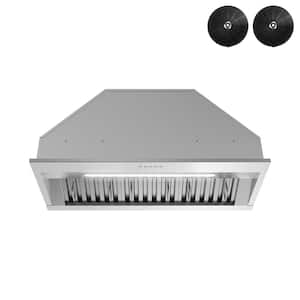 34 in. 350 CFM Genoa Convertible Range Hood in Brushed Steel, Baffle Filters, Electronic Button Control, LED Light