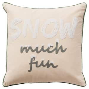 Holiday Natural/Ivory Sentiment Cotton 20 in. x 20 in. Poly Filled Decorative Throw Pillow