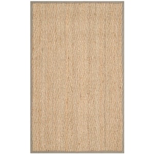 Natural Fiber Beige/Gray Doormat 3 ft. x 4 ft. Border Area Rug