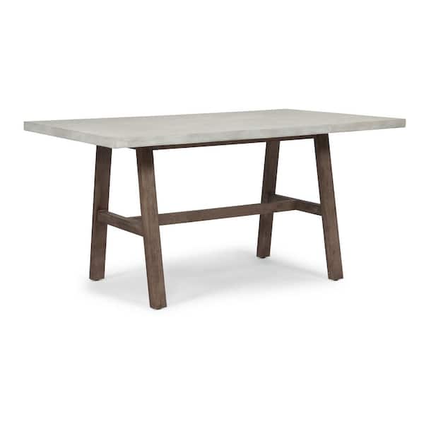 HOMESTYLES Concrete Chalky White and Brown Chic Dining Trestle Table