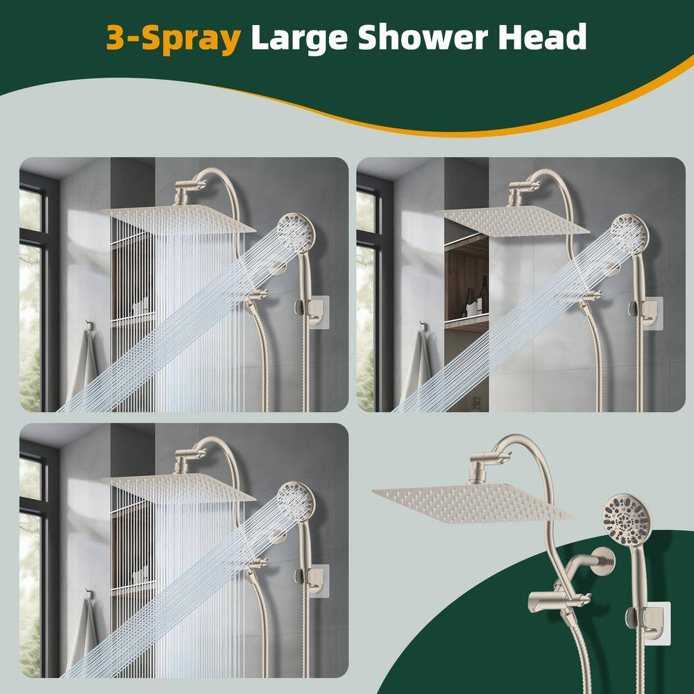 Brushed Nickel Dual Rainfall and Handheld Shower Head Combo