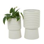 20in. Large White Metal Ribbed Planter (2- Pack)