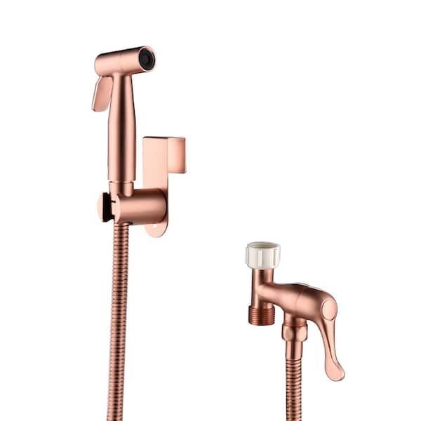 Bidet Sprayer Bidet Attachment with Sprayer Holder, T-valve and Flexible Hose Included in Rose Gold