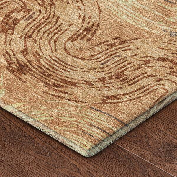 Mayfield Premium Machine Washable Abstract AMF2461 Copper 8 ft. x 8 ft. Round Rug