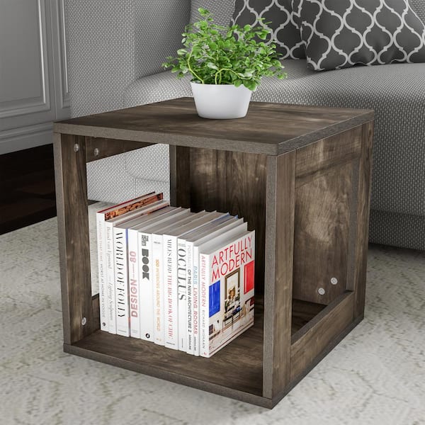 Lavish Home Stackable Minimalist Modular Open-Sided Cube Table Gray