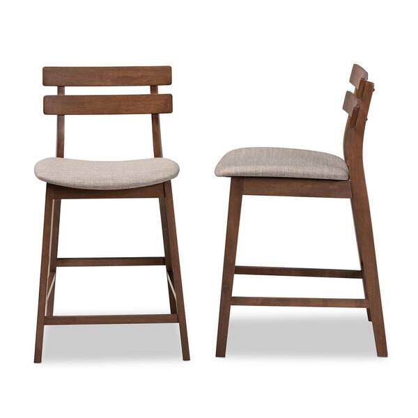 Baxton Studio Larine 24 in. Light Grey Wood Counter Stool Set of