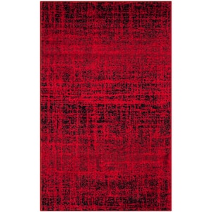 Adirondack Red/Black Doormat 3 ft. x 5 ft. Solid Area Rug