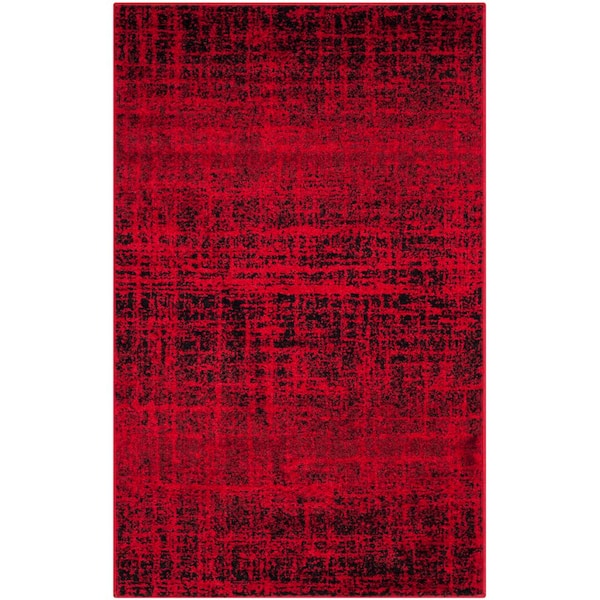 SAFAVIEH Adirondack Red/Black Doormat 3 ft. x 5 ft. Solid Area Rug