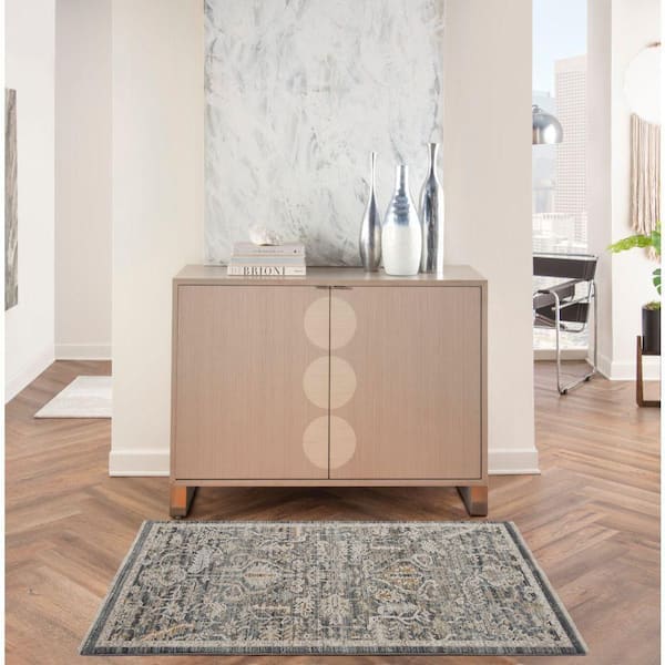 Lynx Navy Multicolor 3 ft. x 5 ft. All-Over Design Transitional Area Rug