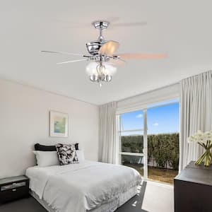 52 in. Indoor Chrome Crystal Ceiling Fan with Remote, Classic, Glam, Traditional, Transitional for Home, Kitchen