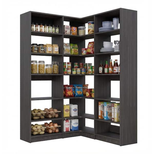 Alto Pantry Collection 50.25 in. W Grey Wall Mounted 2-Shelf Towers and Corner Shelf Tower Wood Closet System