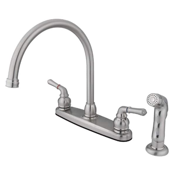 Kingston Brass Magellan 2-Handle Standard Kitchen Faucet and Sprayer in ...