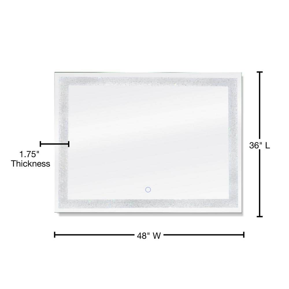 Luxury Crystal 48"x36" Frameless LED Bathroom Vanity Mirror