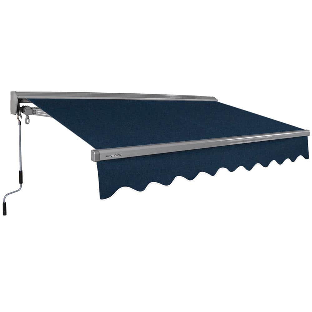 10 ft. Classic Series Semi-Cassette Manual Retractable Patio Awning, Navy (