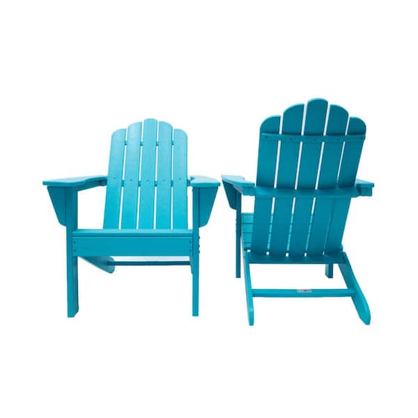 LuXeo Marina Aruba Blue Poly Plastic Outdoor Patio Adirondack Chair (2-Pack)