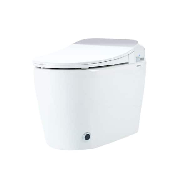 Smart Elongated Bidet Toilet 1.28 GPF in White with Heated Seat Night Light Knob Control Power Outage Flushing